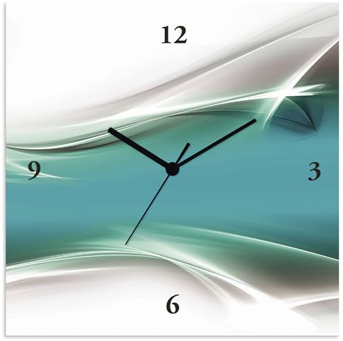 ARTLAND Wanduhr ohne Tickgeräusche Alu Quarzuhr 30x30 cm Quadratisch Lautlos Design Abstrakt Kunst Modern Ausgefallen Kreativ T9FA