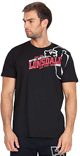 Lonsdale Herren T-Shirt Normale Passform Walkley, Schwarz, 4XL