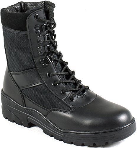 NITEHAWK Army/Military Patrol Black Leather Combat Boots Outdoor Cadet Security