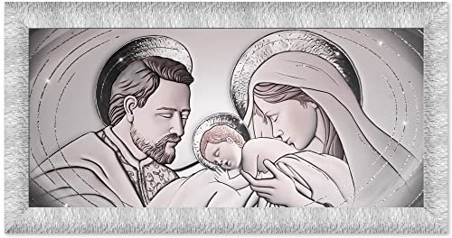 Lupia - Quadro Moderno PRINCE su tela e Cornice PRINCE THE KISS CERAMIC GREY SILVER, Stampa Artigianale con Glitter Argento, Adatto per Soggiorno e Camera da Letto, 63x133 cm