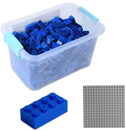 Bausteine - 520 Stück, Kompatibel zu Allen Anderen Herstellern - Inklusive Box und Grundplatte, Blau