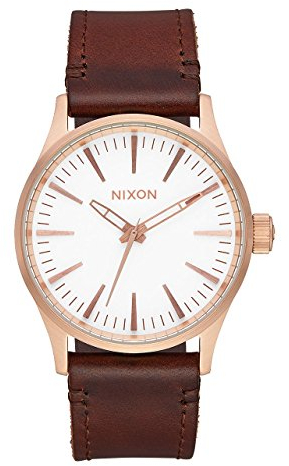 Nixon Herren Analog Quarz Smart Watch Armbanduhr mit Leder Armband A377-2630-00