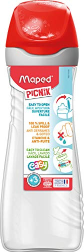 Maped Picnik Origins - Gourde pour Enfants avec Capuchon de Protection- Système Anti-Gouttes et Etanche - en Plastique Sans BPA - Rouge - 580ml