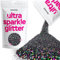 Hemway Ultra Sparkle Glitter - Black Holographic | Chunky Metallic Flakes for Resin & Epoxy Crafts | Supplies for Tumblers, Festival, Hair, Face, Body, Eye & Nail Art Decoration | 100 g