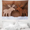 ABAKUHAUS Elch Wandteppich Romantische Weihnachtszeitaus Weiches Mikrofaser Stoff 150 x 110 cm Für den Wohn und Schlafzimmer Druck, Braun und bräunlich