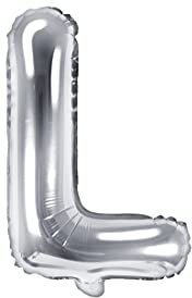 PartyDeco Folienballon Buchstabe L Silber-Geburtstag Hochzeit Jahrestag Folienballon Buchstabe L- Silber Größe ca. 35 cm Verlobung Silvesterparty Folienballon Deko