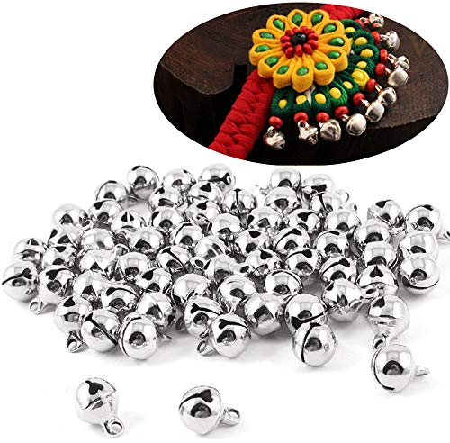 Xinlie Laute Glöckchen Schellen Kleine 8mm Glöckchen zum Basteln Metallglocken Glöckchen Jingle Bell Perlen Mini Glocken für Schmuckherstellung Weihnachten Dekoration DIY,Silber(200 Stück)