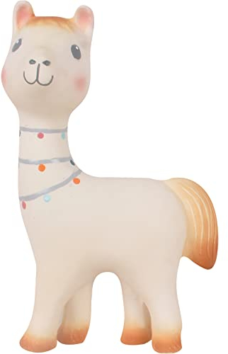 Tikiri 8598002 - Naturkautschuk Rassel Lilith, Lama, für Babys und Kinder ab 0+ Monaten
