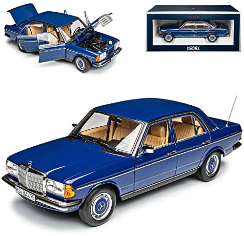 Mercedes-B W123 230 E-Klasse Limousine Blau 1975-1986 1/18 Norev Modell Auto