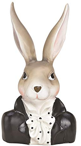 Miss Lovely Große Deko-Figur Büste klassischer Oster-Hase in schwarz & weiß Oster-Fest Oster-Dekoration Deko-Figur Frühling Ostern Oster-Hasen nostalgisch
