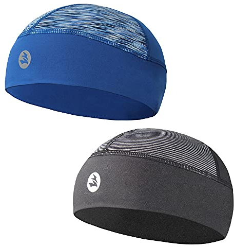 EMPIRELION Unterziehmütze Fahrradhelm Sommer Herren Radsport Mütze Fahrradhelm Radmütze Skull Cap Unterhelm Mütze Sonnenschutz (Königsblau + Schwarze Streifen, 2)
