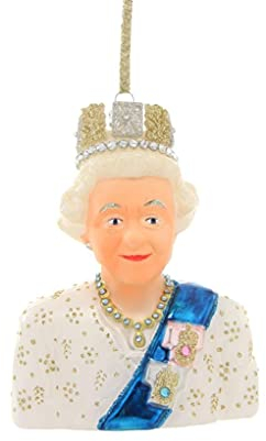 Cody Foster & Co Queen Elizabeth II Weihnachtsdekoration, britisches königliches Kleid, Glas, mehrfarbig