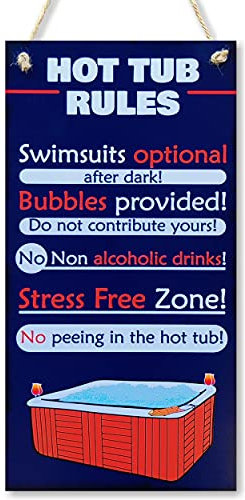 CARISPIBET Hot tub rules home signs house decoration signs bathroom funny decorative plaques 12 x 6