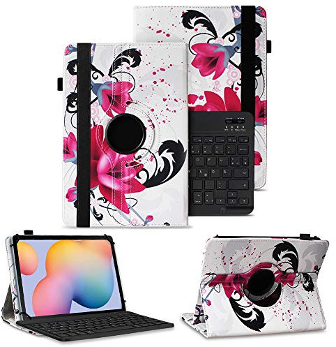 NAUC Schutzhülle + Tastatur kompatibel für Xiaomi Pad 6/6 Pro 11 Zoll Tasche Tablet Schutz Hülle Kunstleder Bluetooth Tastatur QWERTZ 360 Drehbar Cover Keyboard Case, Farben:Motiv 7