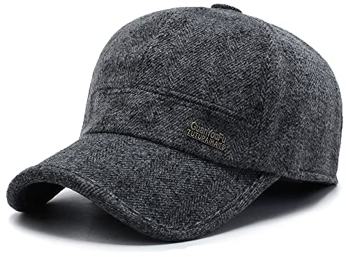 CLAPE Warme Wolle Basecap Outdoor Baseball Cap Structured Dad Cap Earflap Fullcap mit Kaschmir Unisex Schildkappe Winterkappen