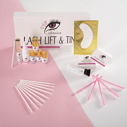 Vip Extension - Laminierung Kit Wimpern und Augenbrauen mit schwarzem Farbton - Wimpernlifting Set - Lash Lift Kit Laminierung - Professionell für Salon und einfach zu bedienen