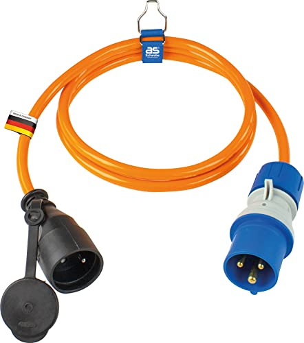 as - Schwabe CEE-Adapterleitung Franzöischer Standard 1,5 m - Camping Adapter Frankreich - Verlängerung Typ E - NF-Kupplung - CEE-Stecker mit Spannungsanzeige 230V, 16A, 3-polig, IP44, 862435