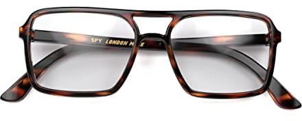 LONDON MOLE® Spy blue light blocking glasses | Cool square shaped pilot blue blockers | Anti eyestrain for screens | Men’s Women’s Unisex | Spring hinges