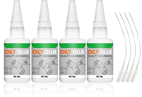 Universal Super Glue, 50g with Dropper, Welding High Strength Oily Glue, Mighty Instant Glue for Resin Ceramic Metal Glass (4pcs)