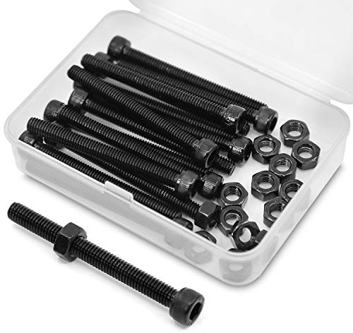 M6 x 80mm 10PCS Vis cylindriques Boulon à tête hexagonale Entièrement Filetée Boulons et écrous en Acier au Carbone 12,9(Noir)