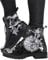 Minetom Damen Gothic Chelsea Boots Frauen Punk Stiefeletten Biker Boots Winter Knöchel Stiefel Mit Blockabsatz Gotisch Drucken Kurze Stiefel A1 Schwarz 40 EU