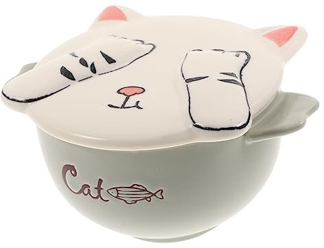 Luxshiny Microwave Safe Bowls Cereal Bowls Microwavable Mixing Bowls Cat Shape Ceramic Porridge Breakfast Bowl French Onion Soup Cereal Chilli Stew Bowl Grey Ceramic Mixing Bowl
