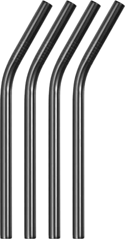 sourcing map 4Pcs Reusable Metal Straws, 9.5 Stainless Steel Drinking Straw for Milkshake, Bubble Tea, Cold Drink (0.5 Wide, Bent, Black)