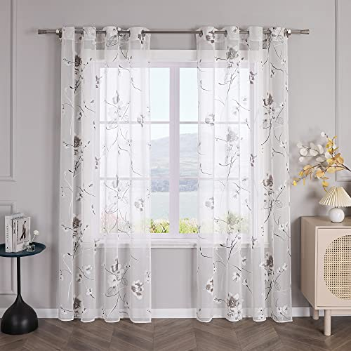 SCHOAL Gardinen mit Ösen Ausbrenner Ösenschals Transparente Vorhänge Voile im Landhausstil Gardinenschals Weiß Fensterschal Wohnzimmer 1 Stück BxH 140x245cm