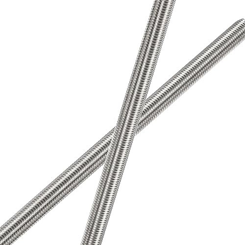 HiPicco M10 x 250mm Fully Threaded Rod & Studs, 304 Stainless Steel Right Hand Threads Rods, M10-1.5 Thread Pitch for Anchor Bolts, Clamps, Hangers and U-Bolts 2 Pack