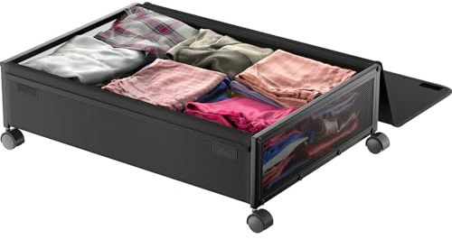 Innotic Rangement Sous Lit avec Roulettes et Couvercle,Tiroir Sous Lit Rangement Boite Sac Rangement Vetement Organisateur Stockage Chaussures pour Vêtements Jouets Livres Couverture 1 PCS