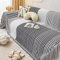 Mesnt Sofabezug Recamiere, Chenille Couchschutz für Haustiere mit Streifenmuster Schwarz, 180x320CM