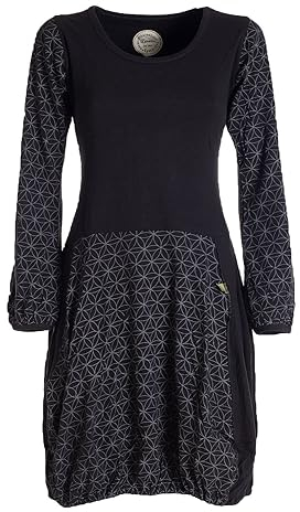 Vishes - Alternative Bekleidung - Langarm Damen-Keid Ballon-Kleid Shirt-Kleid kurz Loose fit schwarz 44