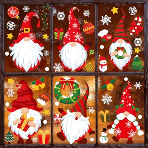 Fensterbilder Weihnachten Selbstklebend,Rainllon Weihnachten Fensterbilder,Weihnachts Fensterbilder Winter Deko Schneeflocken Weihnachtsmann Hirsch PVC Aufklebe Türen Wiederverwendbar