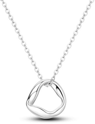NARMO 925 Sterling Silber Halskette Liquid Flow Shaped Anhänger Halskette für Frauen Mädchen