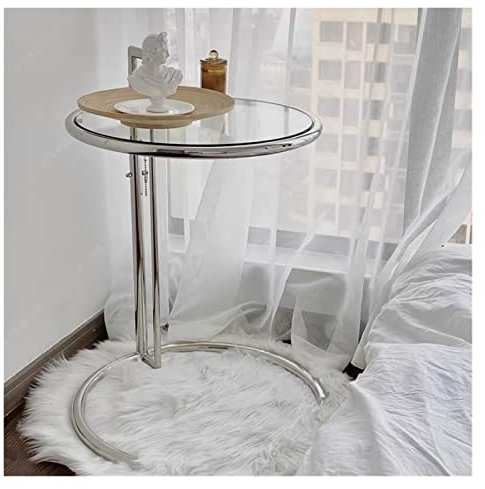 HASMI Kleiner Tisch Edelstahl Anheben Couchtisch-Glas-Seitentisch Einfacher transparenter Couchtisch Tisch Wohnzimmer
