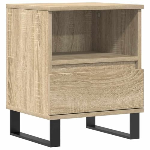 vidaXL Nachttisch, Nachtschrank mit viel Stauraum, Kommode für Schlafzimmer, Nachttischschrank Beistelltisch Aufbewahrung Nachtkästchen, Sonoma Eiche Holzwerkstoff
