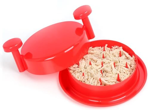 Chicken Shredder Shred Machine, Chicken Shredder Tool, Meat Shredder with Handles and Non-Skid Base Mat, Suitable for Pulled Pork Red Beef Chicken Alternative (Red)