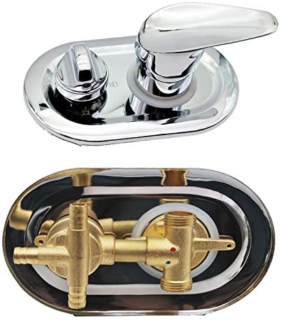 Mitigeur Bain/douche Encastré, 2/3/4/5 Voies Sortie D'eau Filetage/Intubation, Entraxe 6.5 Cm Céramique Robinets De Douche, Interface G1/2, Panneau De Chrome, Argent (Intubation,3 way)