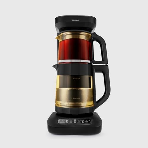 Karaca Caysever Robotea Pro 4 in 1 Smart Tea Maker Machine - Variable Keep Warm Automatic Tea Kettle - Black Portable Filter Coffee Machine