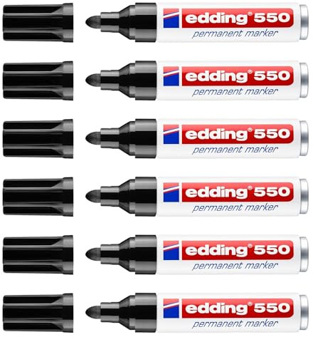 EDDING Permanent Marker 550, Rundspitze, Schwarz, 3-4 mm, 6 Stück