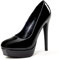 GENSHUO Scarpe col Tacco Alto a Spillo da Donna con Plateau in Vernice, 5,5 pollici/14 cm, Scarpe da Donna con Plateau e Tacchi Sexy da infilare, Tutto Nero, 38 EU
