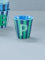 Rice Melamin Becher medium gestreift mit Buchstaben, Modell für Jungen blau/grün/mint- Töne, Größe 9 x 9 cm (P Junge)