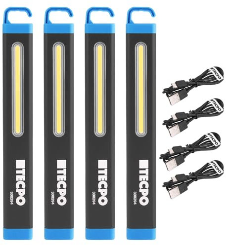 TECPO 4 lámparas LED COB de trabajo para inspección y taller, 360 lúmenes, magnéticas