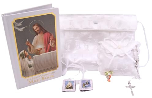 Wowser Erstkommunion Satin Geldbörse Geschenkset, religiöses Geschenk für Mädchen, 19,1 cm