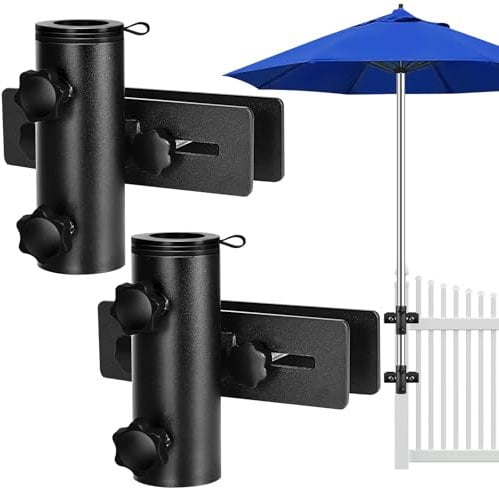 Lalafancy Balcony Umbrella Holder Clamp Garden Fence Parasol Deck Railing Holding Brackets Stand, Clamping Range 30mm-48mm Umbrella Diameter