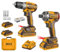 INGCO 20V Cordless Brushless Drill and Impact Driver Twin Kit with 2Pcs 2.0Ah Battery, Charger and Carrying Box CKLI20272E