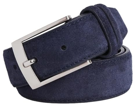Wvapzxx Herren-Gürtel aus Wildleder für Jeans, blau, 90 cm