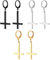 JewelryWe Petruskreuz Ohrringe für Herren Damen: 3 Paar Edelstahl Satanische Ohrringe Huggie Creolen mit Baumelnde Umgekehrt Upside Down Kreuz Unisex Hängende Ohrringe Ohrhänger Religiöses Schmuck