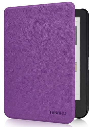 Tenano Étui en Tissu pour Kobo Clara Colour/BW/2E, Tolino Shine Colour/Shine 5/4, Housse de Protection avec Fonction Veille/Réveil Automatique, La Couleur Violette