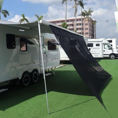 Sonnendach, Markise für Wohnmobile, große Größe, 2,74 x 4,57 m, schwarzes Netzgewebe, UV-beständiger Schutz für T4, T5, T6, Van-Umbauungen, Wohnmobil, Wohnwagen, Outdoor-Camping-Zubehör